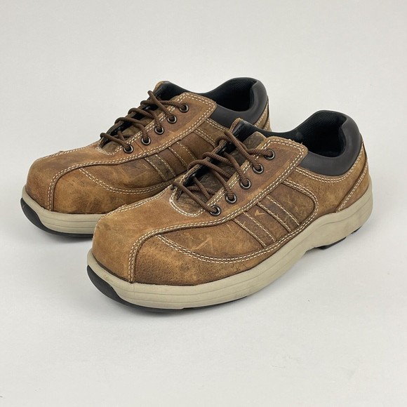 Hush Puppies Men 5 / Women 7 Hytest Brown Casual Oxford Steel Toe Work Shoes - Picture 7 of 12